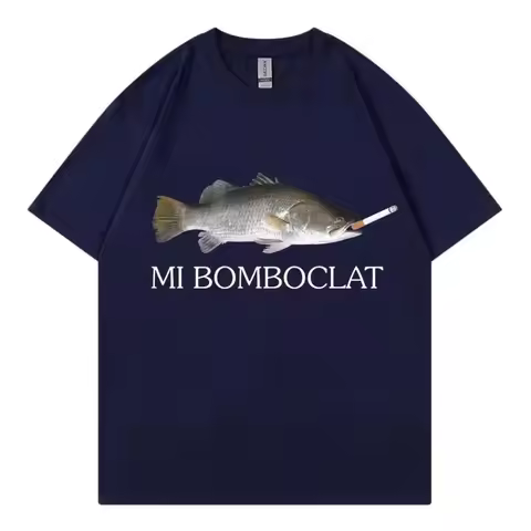 sherk Funny Mi Bomboclat Fish Meme Short Sleeved T-shirt for Male and Female College Students Couple