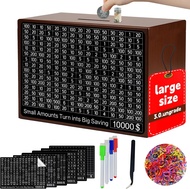 10000 Savings Challenge Wooden Money Saving 10000 Dollar Cash Kakeibo Money Coin Digital Piggy Bank 