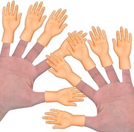 Newmemo Tiny Finger Hands 10 Pack Flat Hand Style Mini Hand Finger Puppets Realistic Rubber Hand Small Figurines Toys Funny Fingers for Puppet Show Gag Performance Party Favors