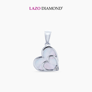 LAZO DIAMOND Interlocking Hearts Mother of Pearl Diamond Pendant in 9k White Gold