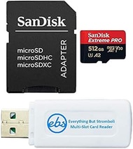 SanDisk 512GB Extreme Pro MicroSD Memory Card Works with GoPro Action Camera Hero 12 Black (SDSQXCD-512G-GN6MA) Bundle with 1 Everything But Stromboli MicroSDXC &amp; SD Card Reader