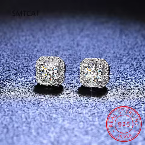 1CT 2CT Moissanite Diamond Ear Studs Earring Pass Diamond Test Moissanite Stud Earrings For Women St