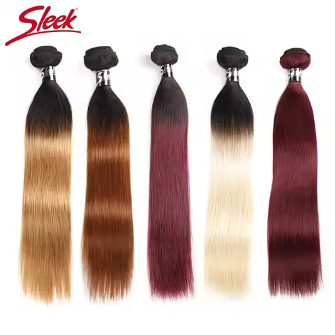 Sleek Ombre Brazilian Hair Straight 1B/30 1B/27 1B/99J Human Hair Weave Bundles Deal Two Tone Remy H
