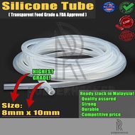 Food grade Silicone tube / transparent Tube hose tube / translucent tube (8mm x 10mm size)