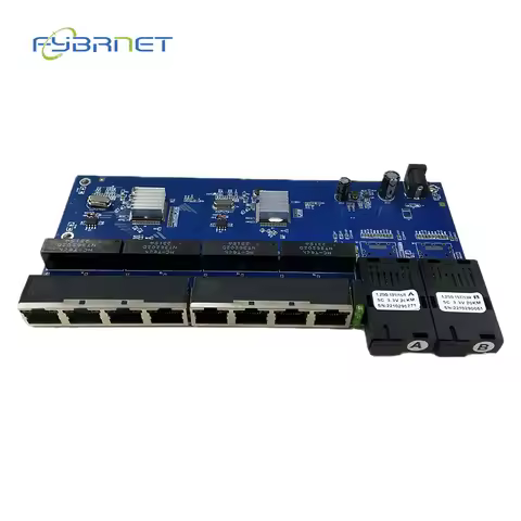 Gigabit Fiber Ethernet switch Fiber Optical Media Converter 2 port SC 8 Port RJ45 PCBA board 10/100/