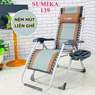 Ghế gấp xếp thư giãn SUMIKA 139 - khóa kim loại có khay đựng ly lưới bọc nệm mát tải trọng 300kg ghế