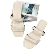 Trendy Women's Flatshoes with Ribbon Motif 2 Code BAN2 Cream Glossy Cheap Trendy