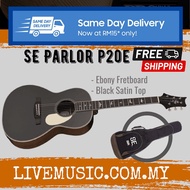PRS SE Parlor P20E Acoustic Guitar w/Bag, Black Satin Top