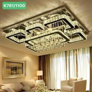 K761 rectangular crystal ceiling lamp, square tray lamp with remote control, 3 modern K9 crystal col