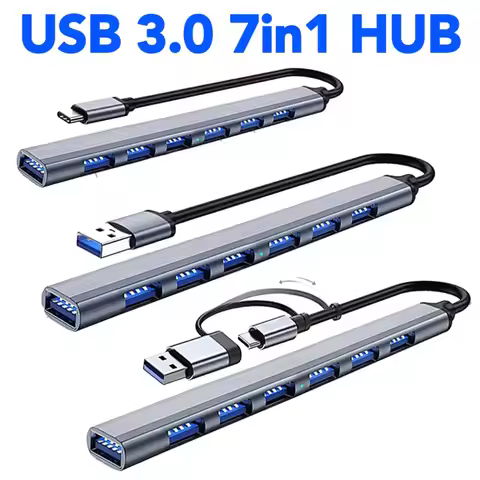 USB HUB Type C 3 0 USB-A Hub Splitter 7 Port USB3.0/2.0 With USB-C PD High Speed Data Transfer For P