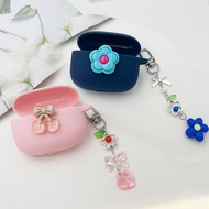 Cherry/flower Cover For JBL Live Pro+/ Pro 2/Live Free 2 Case with keychian Silicone earphone cover 