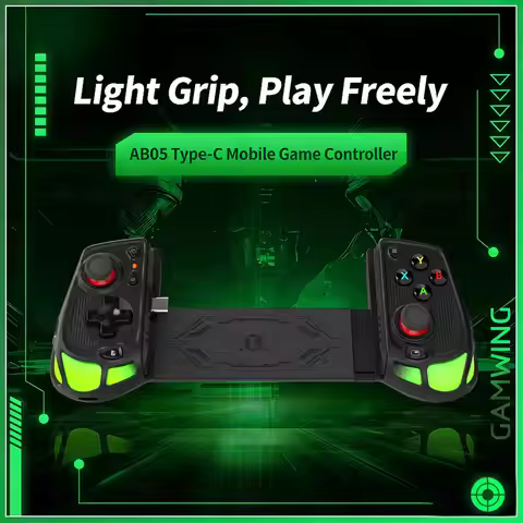 Gamwing AB05 RGB Game Controller Type C Wired Connection Gamepad Support IOS Android Mobile Phone Pe