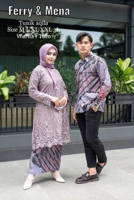 Jumbo XXXL LD 130 Set Couple Tunik Aqila couple kondangan couple kebaya tunik tulle tuton full bordi