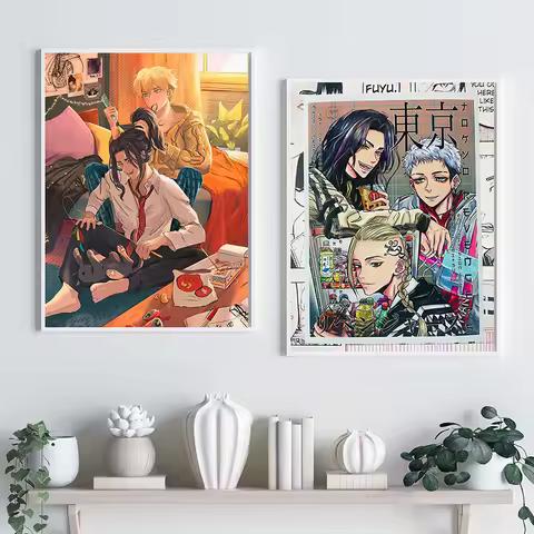 Keisuke Baji and Chifuyu Poster Bajifuyu Art Print TKYO RVNGR Canvas Painting Classic Japanese Anime