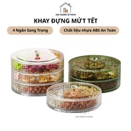 Luxury 4-compartment Round Jam CNY Tray Plastic Cake and Candy Container CNY Size 25x7cm