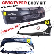 CIVIC FD TYPE R BUMPER DEPAN + (TYPE R JS RACING) BUMPER BELAKANG + SIDE SKIRT SET GRILLE CHROME BOL