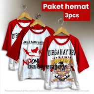 Paket Hemat 3 pcs atasan baju merah putih motif 17 agustus terbaru