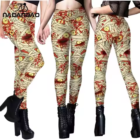 Nadanbao Women's Leggings Bandaged Mummy Zombie 3D print cosplay Slim Stretch Trouser yoga Leggings 