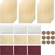 48 Pieces Vintage Stationery and Envelopes, Letter Set with 9 Vintage Envelopes, 30 A5 Letter Paper,