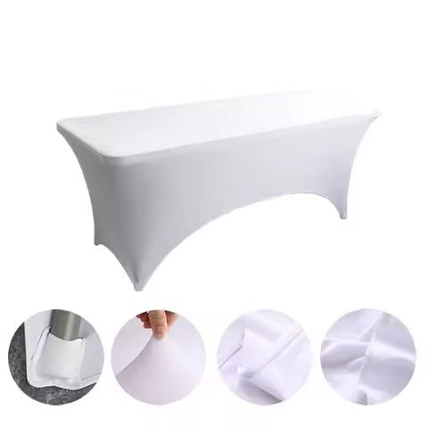 Spandex Fitted Stretch Table Cover for 4ft 5ft 6ft 8ft Folding Table Rectangular Cocktail Tablecloth