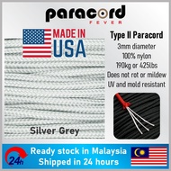 - 3mm Type II 425 Tali Paracord Rope Parachute Cord - Silver Grey