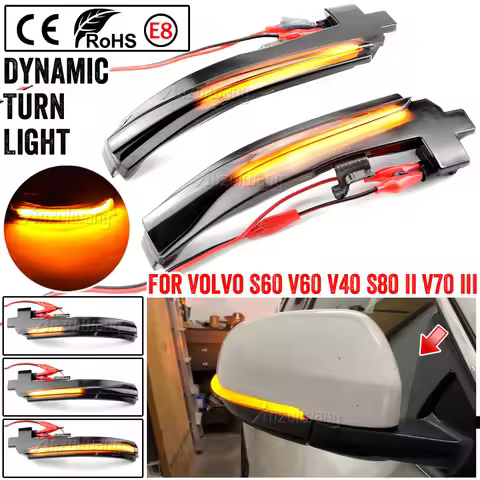 For Volvo V70 III S80 II 2012-2016 For Volvo V60 2011-2018 Dynamic LED Rearview Mirror Sequential Tu