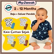 (2-12M) Newborn Playset Boy Baju Budak Lelaki Bayi SDM Baby Clothing Clothes T-shirt and Pant