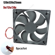 5x DC 5V 12V 24v 120mm 12cm 12025 Fan 120mm*120mm*25mm Fan Brushless Cooling Fan 120x120x25mm 2PIN P