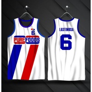 PBA RETRO JERSEY PUREFOODS JOJO LASTIMOSA #6 Buong Sublimasyon 3D West Summer Basketball Jersey Fanw