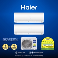 Haier Flexis 5 Ticks System 2 Multi Split Aircon AS25 x 2 / 4U65 (R32 New Gas)