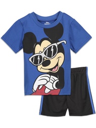Disney Mickey Mouse Donald Duck Goofy Pluto Baby T-Shirt and Mesh Shorts Outfit Set Infant to Little