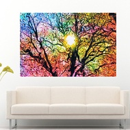 Beautiful Abstract Colorfull Sun Tree Art Silk Cloth Poster Wallpaper Decoration Poster Print Wall S