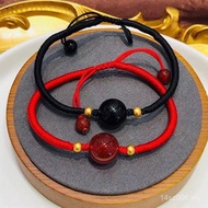 Bracelet Bracelet Beads Pure Gold Pure Gold Transfer Beads Men Women Braided Red String Gold Agate C