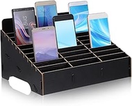 BESPORTBLE 1-Piece Phone Storage Box, Wooden Mobile Phone Organiser with Multiple Grids, Black Caddy