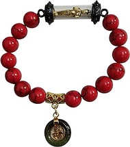 Heavens Tvcz Thai Amulet Healing Buddhist Buddha Power Stone Red Bracelet Blessing Real AI Kai Kuman Thong Wat for Women Mens Talisman Good Luck, Elastic Ropes Inner Length 6.50 inches, Mix, red stone
