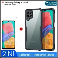 2IN1 PACKAGE Case Samsung M33 5G 2022 Hard Soft Armor Shockproof TPU HD Transparent Acrylic Casing h