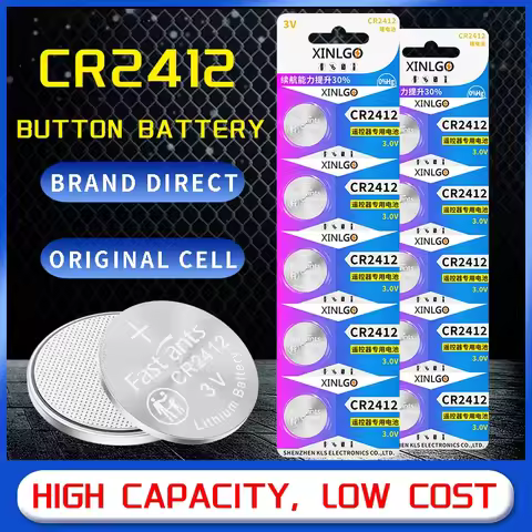 Original CR2412 3V Coin Battery Lithium Button Cell for Corolla Honda Civic Red Flag Car Key Remote 