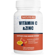 Nature4U Vitamin C 1000mg with Zinc, Rose HIPS and Citrus Bioflavonoids, Immune port plement Antioxi