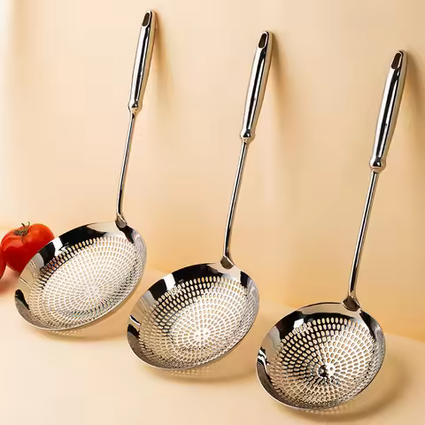 1pc Stainless Steel Leaky Spoon Punching Chafing Dish Filter Spoon Household Frying Kitchenware Lo M