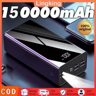 100% Original 150000mAh Power Bank Fast Charging Digital LED Display Large Capacity Powerbank Murah