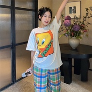 Vintage Vintage Cuier Short-Sleeved T-shirt Tweety Bird Cuidi Sweatshirt Cartoon Print Loose Ins Wom