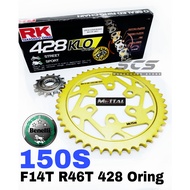 METTAL Sprocket Benelli 150S Complete Set Rantai RK 428 KLO O-Ring Chain Gold F14T R46T Accessories Motor Benelli150S