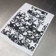 Motorcycle slim iu unit stickers.  black and white star design.
