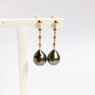 黑珍珠與鑽石耳環 海洋珍珠
