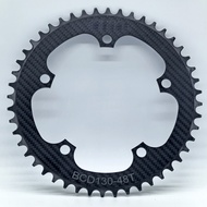 Single Bolt Configuration Road Bike Chainring in Carbon Fiber BCD130 Sizes