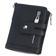Men's short wallet European and American vintage double zipper coin wallet multi-card wallet wallet clip