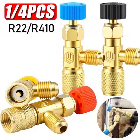 1/4PCS R22 R410 Refrigerant Charging Valve Safety Adapter Flow Control Ball Valve for R22 R410 Air C