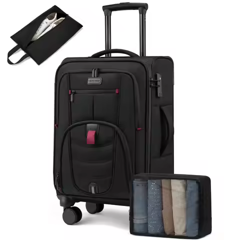 On Luggage 22x14x9 Airline Approved, 22Inch Suitcases with Spinner Wheels, Softside Carryon Luggage 
