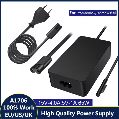 Laptop Charger 65W Adapter Compatible for Microsoft Surface Pro 9/8/X/7/6/5/4/3, Surface Laptop 5/St
