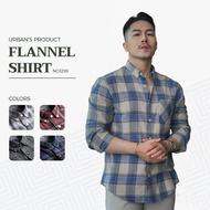 URBAN men's plaid FLANNEL shirt with chest pocket, soft felt fabric, youthful button down collar, sl